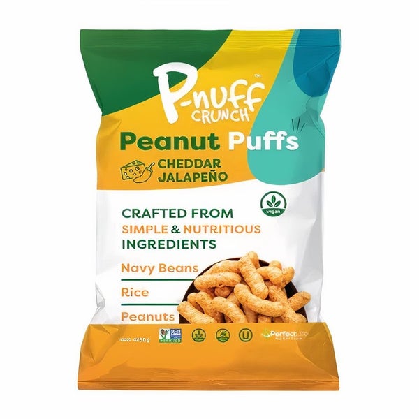 15-PACK OF Snack Puff Vegan Protein Cheddar Jalapeno P-nuff Crunch