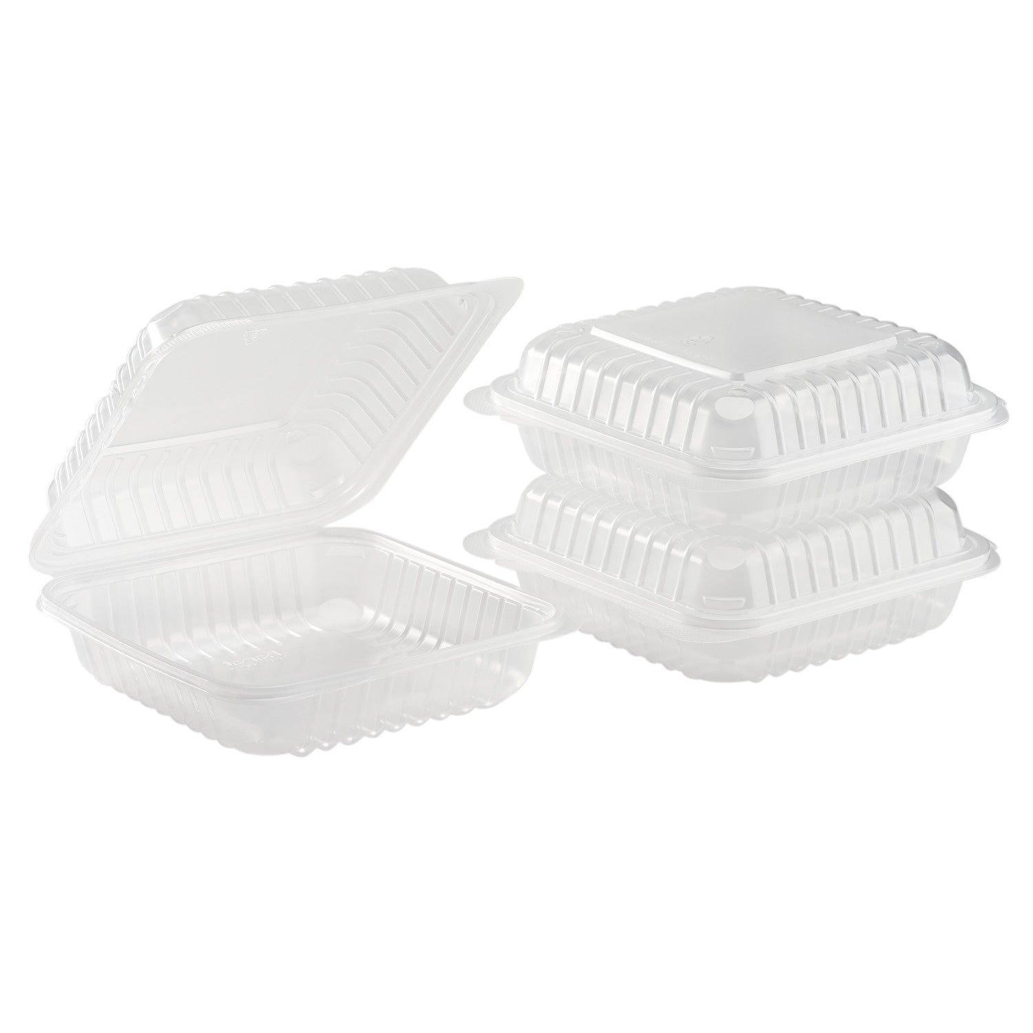 250-PACK OF Container Takeout Karat 250 ct 8''x 8'' Hinged Food Containers | PP | Clear