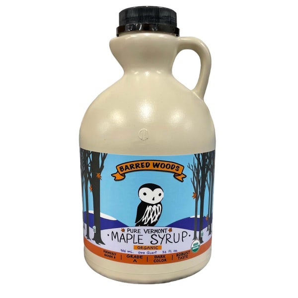 12-PACK OF Syrup Maple Vermont Organic - Grade A Dark Robust, Barred Woods Maple