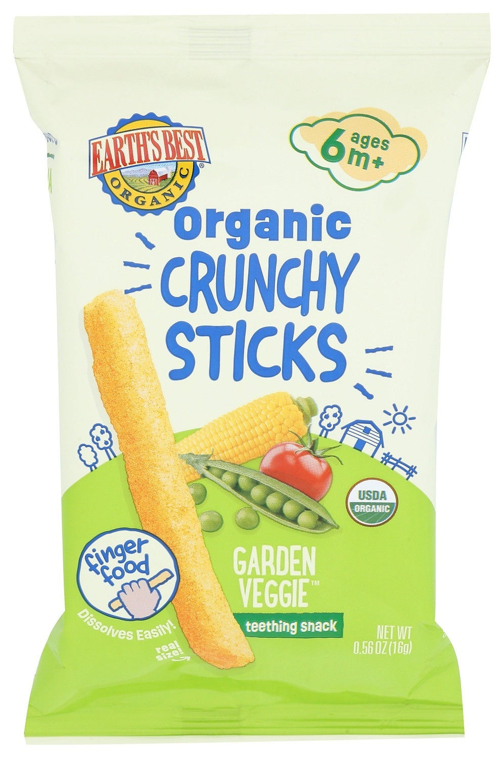 5-PACK OF FOOD BABY ORGANIC CRUNCHY STICKS, VEGGIE GARDEN