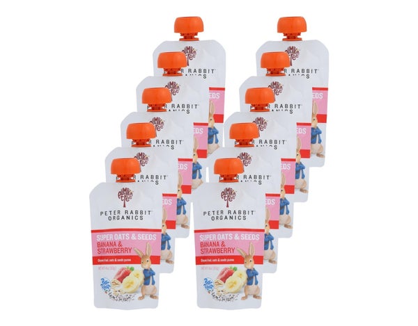 10-PACK OF Puree Banana Organic Oats And Strawberry Peter Rabbit Organics 4 oz