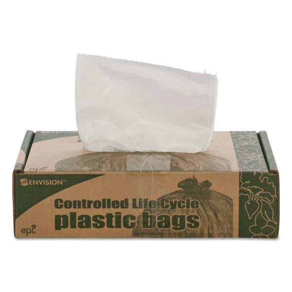 120-PACK OF Envision Stout G2430W70 13 Gallon 0.7 Mil White Controlled Life-Cycle Plastic Trash Bags - 120 Count