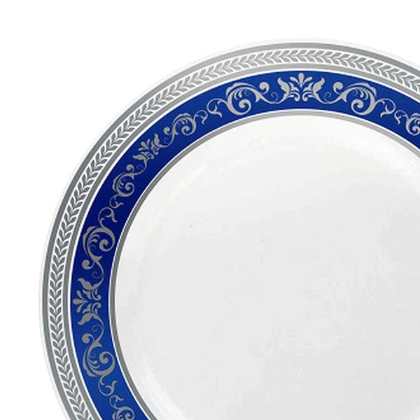 12-PACK OF Plate Appetizer 7.5" Blue Silver Rim