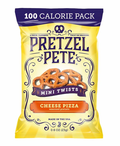 75-PACK OF Snack Pretzels Cheese Pizza Mini Twist 100 calorie pack, Pretzel Pete