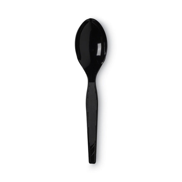 1000-PACK OF Cutlery Plastic Dixie TM517 Heavy Mediumweight Black Plastic Teaspoons - 1000 Count Carton for Catering and Events