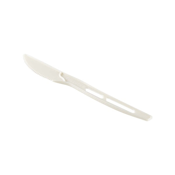 750-PACK OF Knife Weighted Karat Earth Heavy Weight CPLA Compostable Knife Wrapped, White - 750 pcs