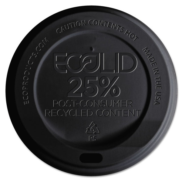 1000-PACK OF Lid Plastic Eco-Products EP-HL16-BR EcoLid: 25% Recyclable Hot Cup Lid for 10-20 oz Cups - Black, 1000 Count