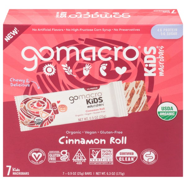 7-PACK OF Bar Portable Cinnamon Roll Gomacro 7 cts, 0.9 oz