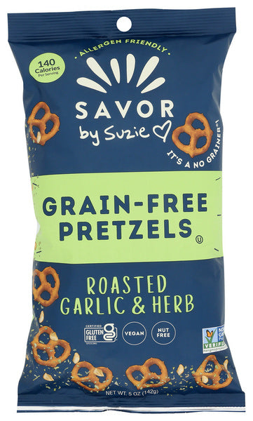 12-PACK OF SNACK PRETZEL ROASTED GARLIC & HERB 5 OUNCE - CASE OF 12