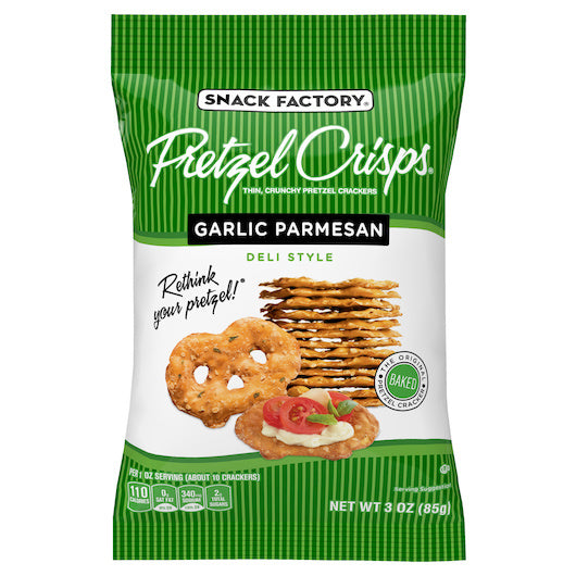 8-PACK OF Pretzel Crisps Garlic Parmesan Snack Factory, 8 - 3 OZ