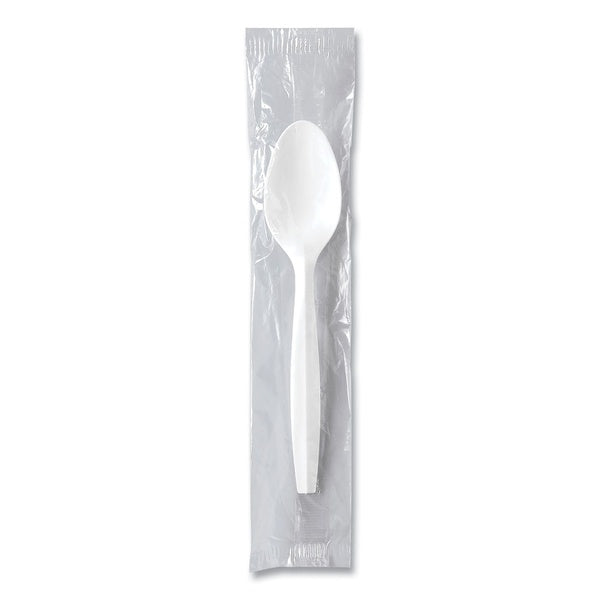 1000-PACK OF SOLO MOW3-0007 Regal Mediumweight Plastic Spoons - Individually Wrapped White Cutlery (1000 Count) for Events and Food Trucks