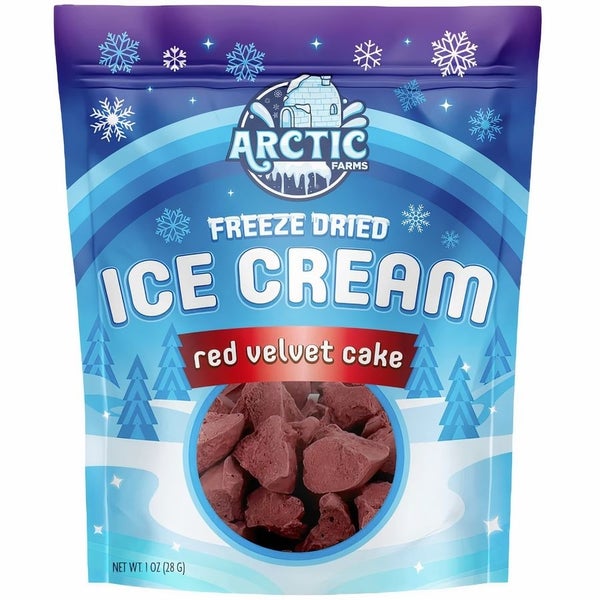 12-PACK OF Candy, Freeze Dried Ice Cream - Red Velvet Cake, Arctic Farms
