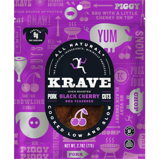 8-PACK OF Gourmet Black Cherry Barbecue Pork Cuts Krave Jerky, 8 - 2.7 Oz