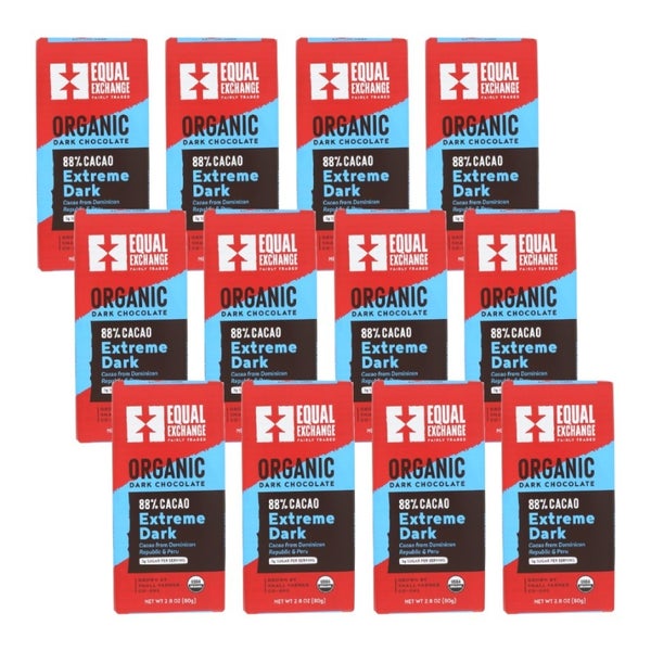 12-PACK OF Chocolate Bar Organic Extreme Dark Chocolate Equal 2.8 oz