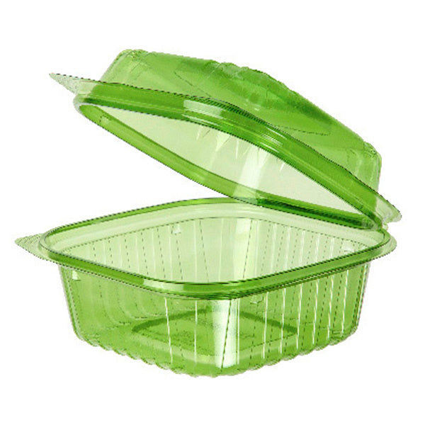 240-PACK OF Container To Go Vegware Compostable 6x6x3" Compostable PLA Clamshells w/ Green Tint | 240 count