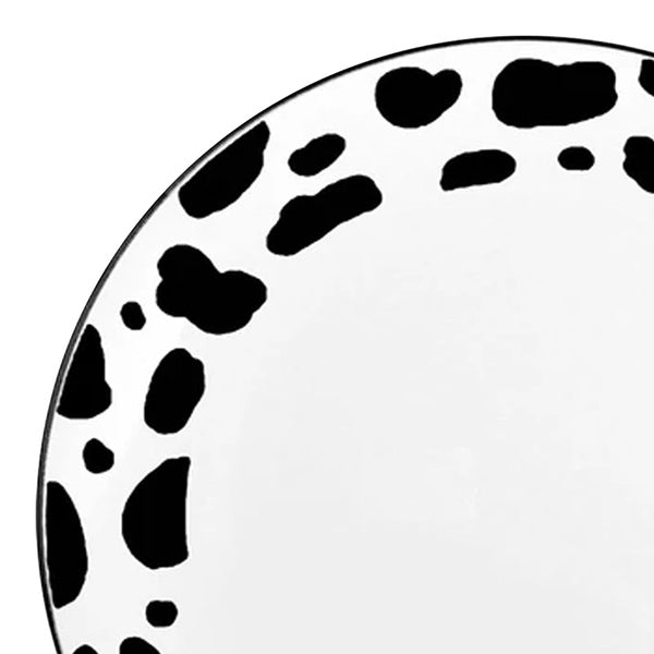 12-PACK OF Plate Salad 7.5" White Black Dots