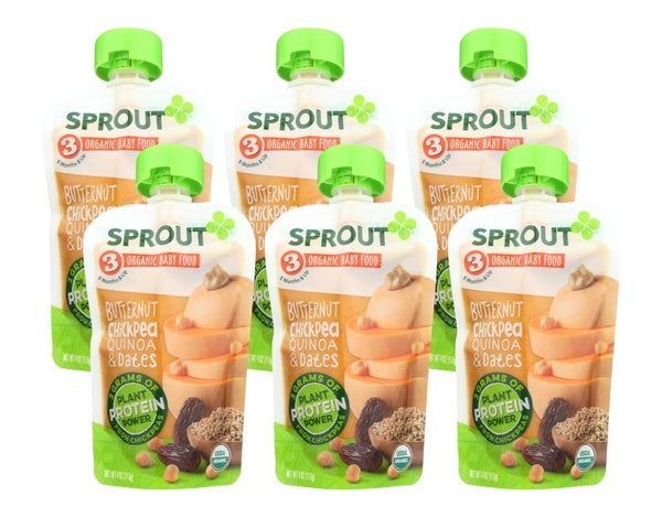 6-PACK OF Puree Squash Organic Chickpea Quinoa And Dates Sprout 4 oz