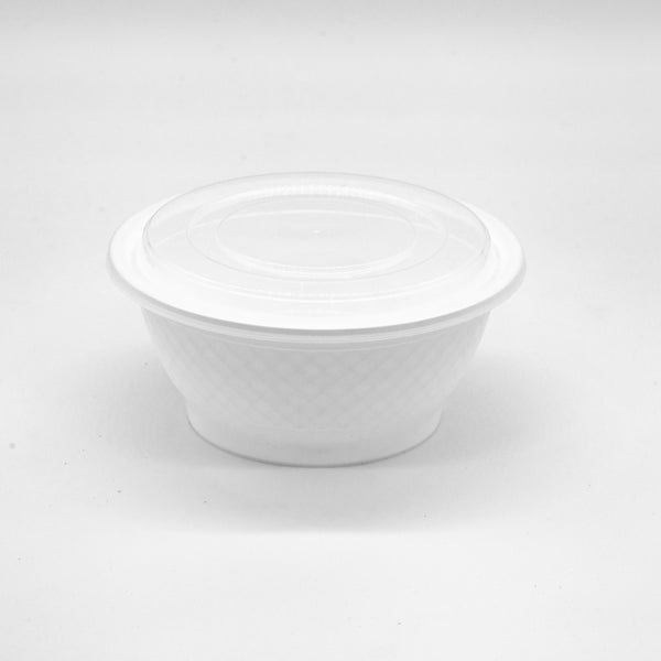 150-PACK OF Container Disp 42oz White Round Container w/ Lid