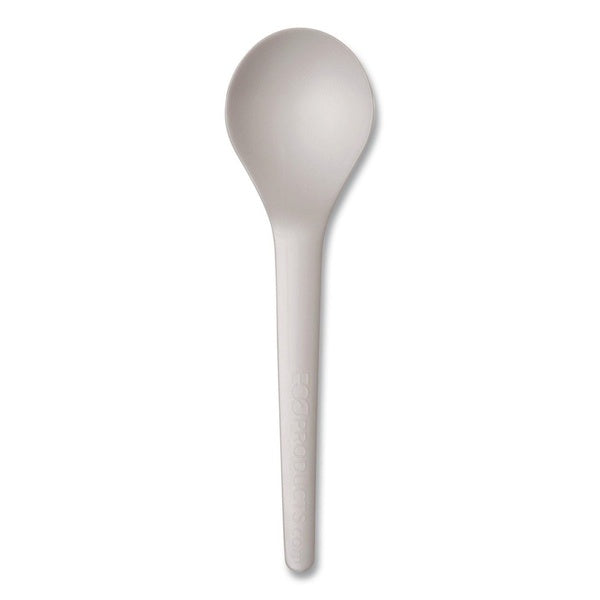 1000-PACK OF Cutlery Plastic Eco-Products EP-S014 Compostable Heavyweight Plastic Soup Spoons - Durable Plantware Cutlery in White, 1000 Count