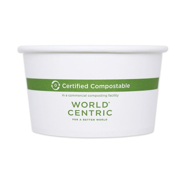 500-PACK OF Bowl Paper World Centric Eco-Friendly BOPA16 Paper Bowls - 4.4 Inch Diameter x 3 Inch Height - White - 500 Count Carton