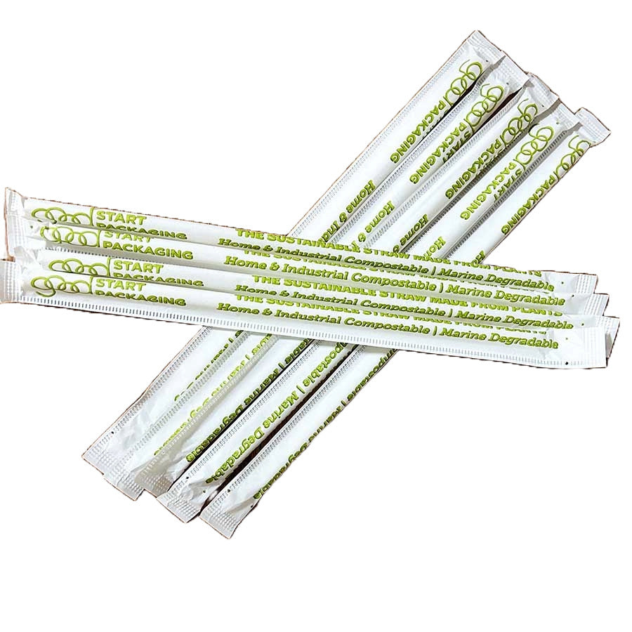 2000-PACK OF Straw Wrapped Compostable PHA 7.75" Standard Drink Straws 6mm | 10 Boxes | 2000 count