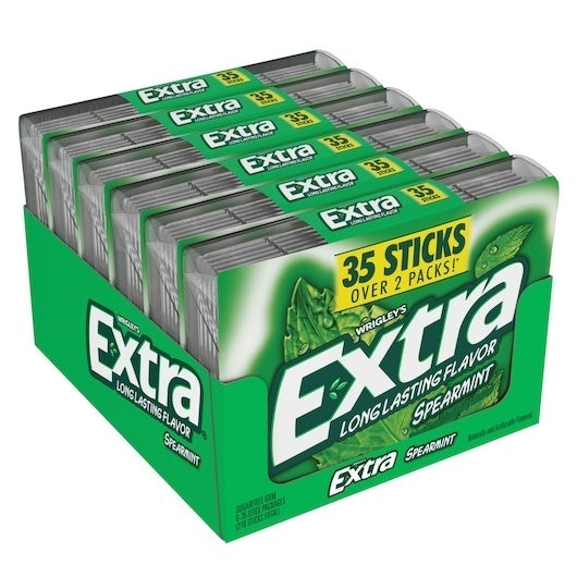 48-PACK OF Gum Spearmint Extra Chewing Gum, 8 - 6 - 35 Pc