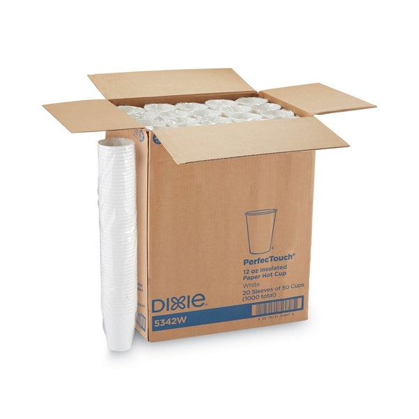1000-PACK OF Cup Paper Dixie PerfecTouch 12 oz Insulated Paper Coffee Cups - Coffee Haze Design (50 Cups per Bag, 20 Bags per Carton)