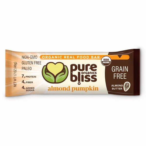 12-PACK OF Organic Bars Almond Pumpkin, Pure Bliss Organics
