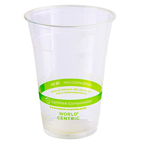 1000-PACK OF Cup Cold 16 oz World Centric Compostable PLA Cold Cups | 1000 count