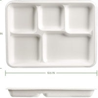 500-PACK OF Plate Compostable Fiber American Tray (5-Compartment)