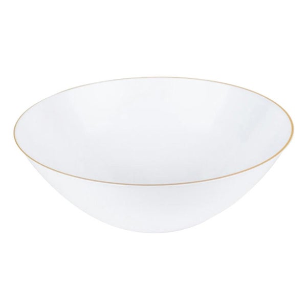 12-PACK OF Bowl Soup 16 oz. White with Gold Rim Round Plastic - 120 Bowls