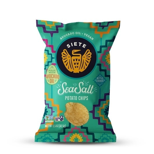 24-PACK OF Sea Salt Kettle Cooked Potato Chips Siete Family Foods, 24 - 1.5 Oz