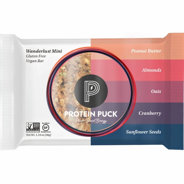 24-PACK OF Energy Bar Peanut Butter Cranberry Wanderlust Mini, Protein Puck