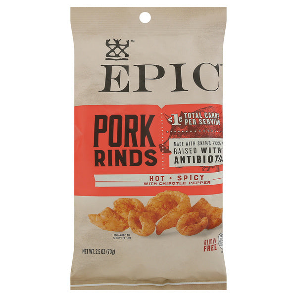 12-PACK OF PORK RIND HOT & SPICY, WITH CHIPOTLE PEPPERS 2.5 OUNCE - CASE OF 12