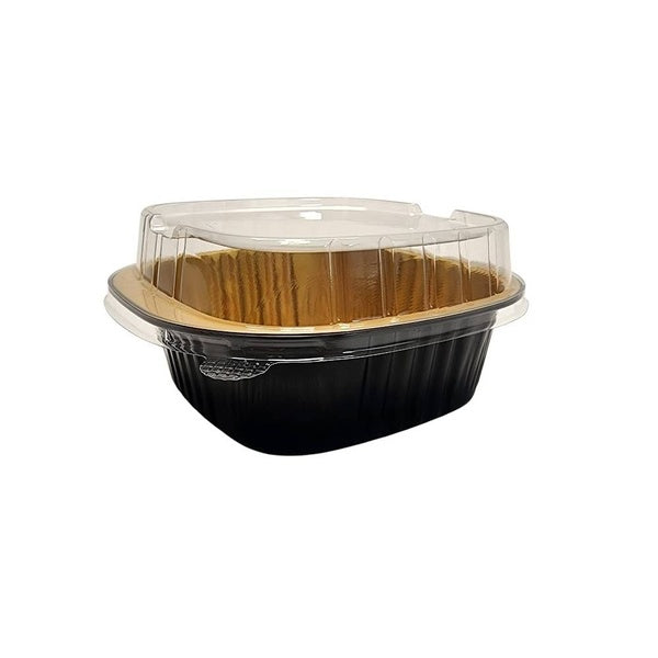 500-PACK OF 5" x 5" Heavy Aluminum Square Foil Pan - Black and Gold