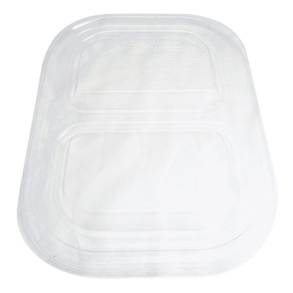 400-PACK OF CONTAINER TAKEOUT World Centric Compostable PLA Lids for 2-Compt 8 x 6" Fiber Trays | 400 count