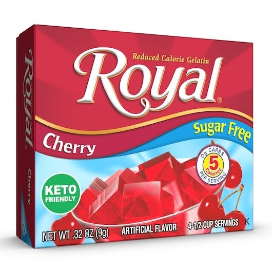 12-PACK OF Sugar Free Cherry Flavored Gelatin Mix Royal, 12 - 0.32 Oz