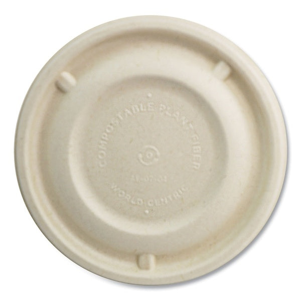 500-PACK OF Lid Papr Eco-Friendly World Centric 4.7 Inch Paper Fiber Lids for Bowls - Natural, 500 Count, 100% Compostable