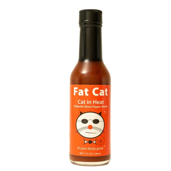 12-PACK OF Sauce Hot, Chipotle Ghost Pepper Blend "Cat in Heat", Fat Cat Gourmet