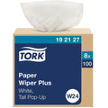 8-PACK OF TOWEL PAPER WHITE, WIPER PLUS PLUS WHITE POP-UP BOX - 800 TOWELS