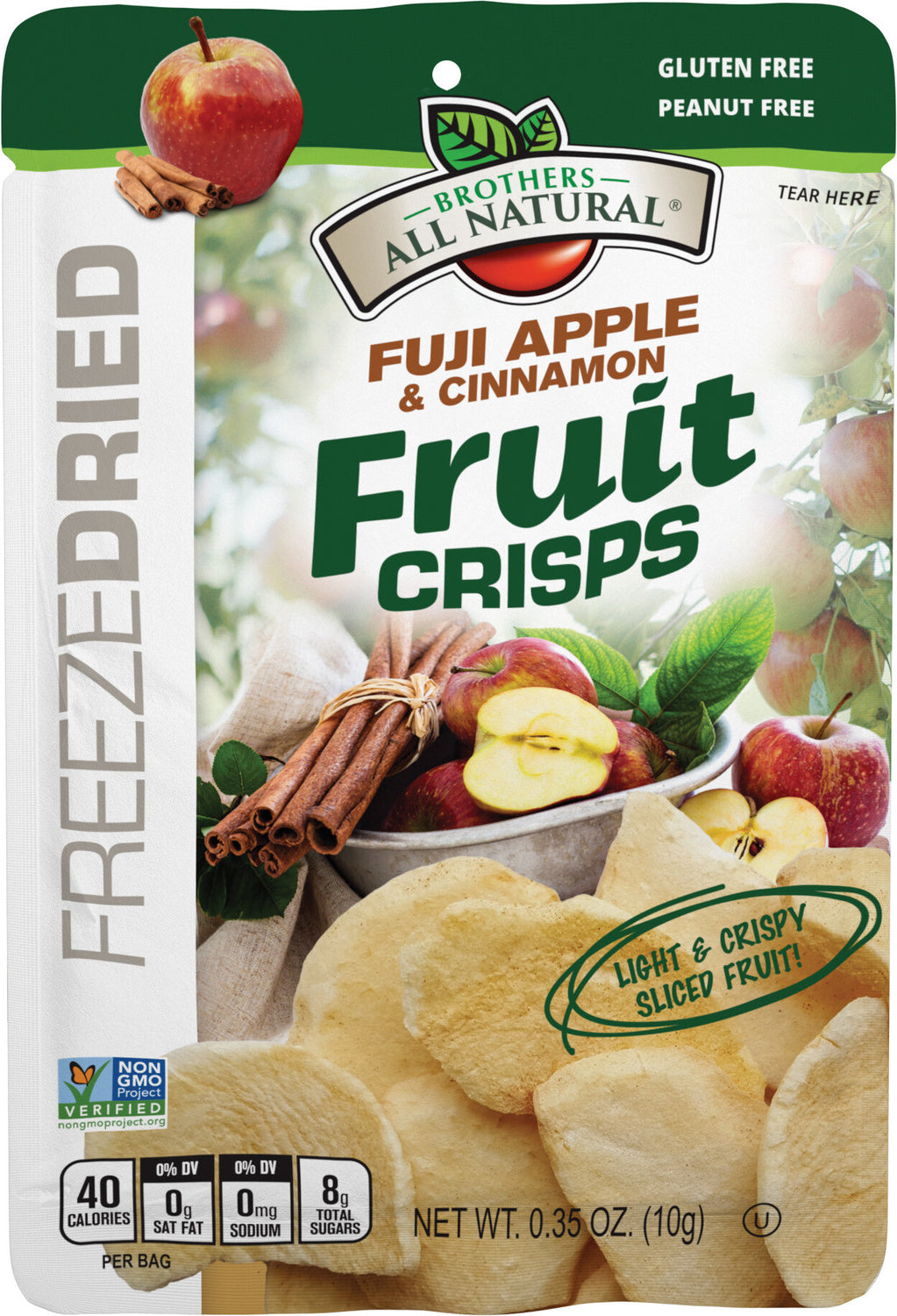 24-PACK OF Fruit Crisps Freeze Dried Apple Cinnamon Snack Size Bag, Brothers International