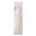250-PACK OF EcoSense PSM Wrapped Plastic Cutlery Set - Forks, Knives, Spoons & Napkins - 250 Count - Eco-Friendly White Kit