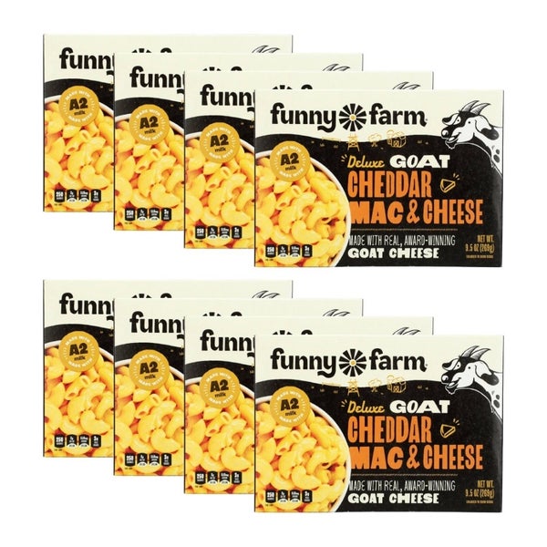 8-PACK OF Macaroni & Goat Cheese Yellow Cheddar Funny Farm 9.5 oz