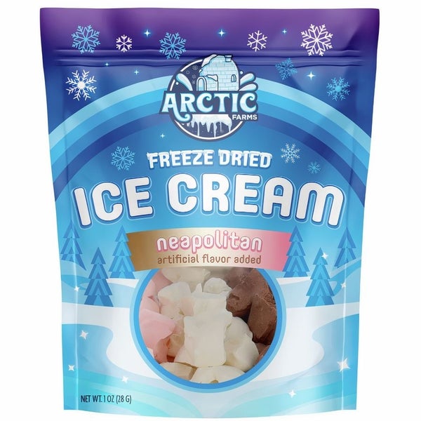 12-PACK OF Candy, Freeze Dried Ice Cream - Neapolitan, Arctic Farms