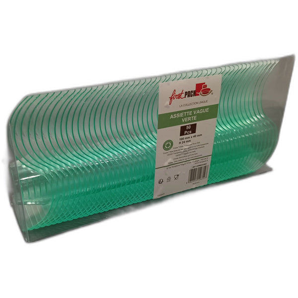 50 CT-PACK OF DISH PLASTIC CLR GRN WAVE.25OZ