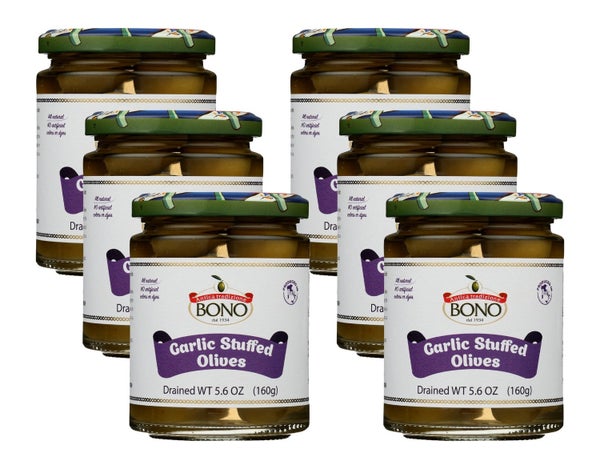 6-PACK OF Olive Green Garlic Stuffed Bono Olive Oil 5.6 oz