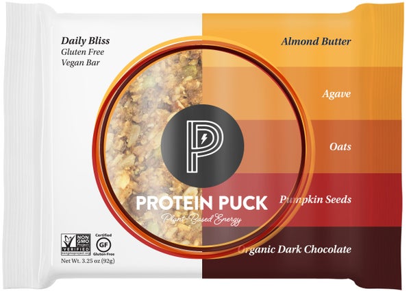16-PACK OF Energy Bar Almond Butter Dark Chocolate Daily Bliss, Protein Puck