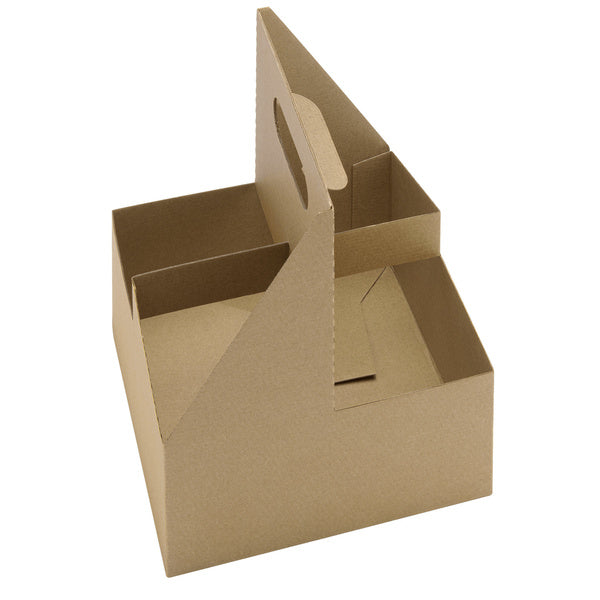 200-PACK OF Carrier Paper Karat 200 ct Kraft Drink Carrier with Handle, for 4 Cups (12-32 oz), Paperboard