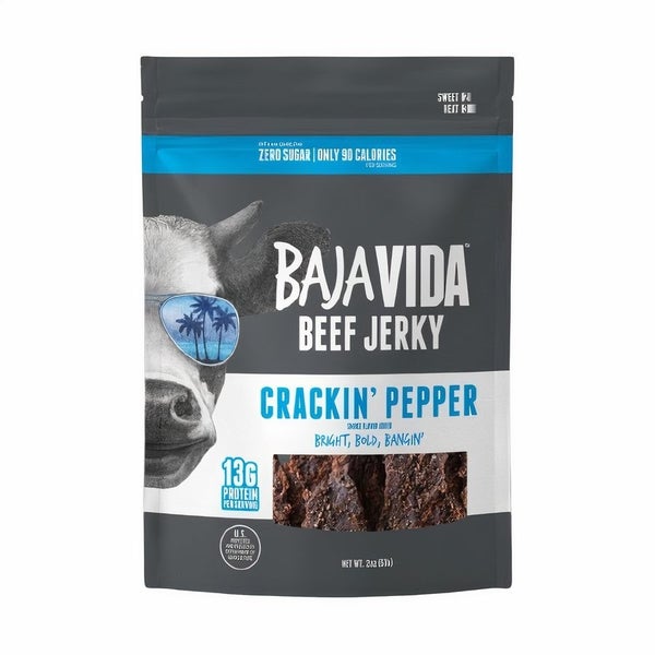 12-PACK OF Beef Jerky, Crackin' Pepper, Baja Vida Snacks