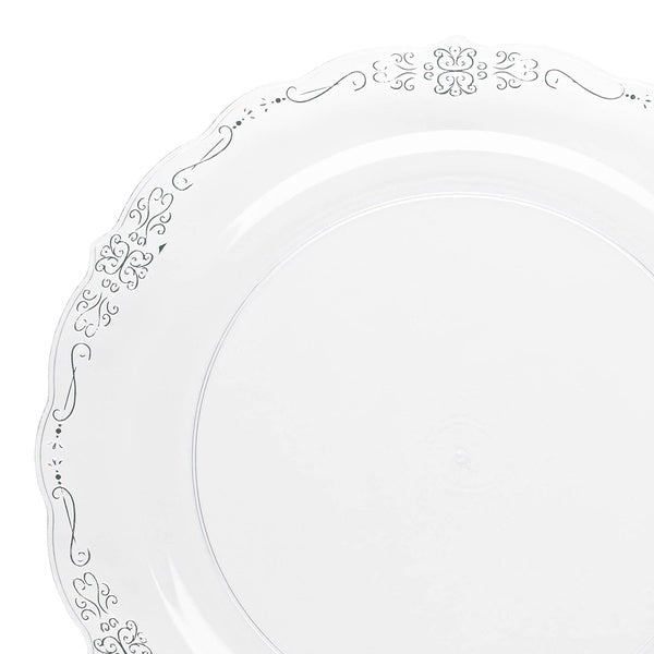 24-PACK OF Plate Salad 7.5" Clear Silver Rim